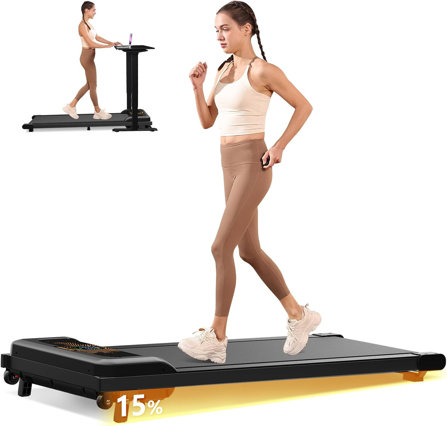 Portable Quiet Under Desk Treadmill for Home Office - AIRHOT