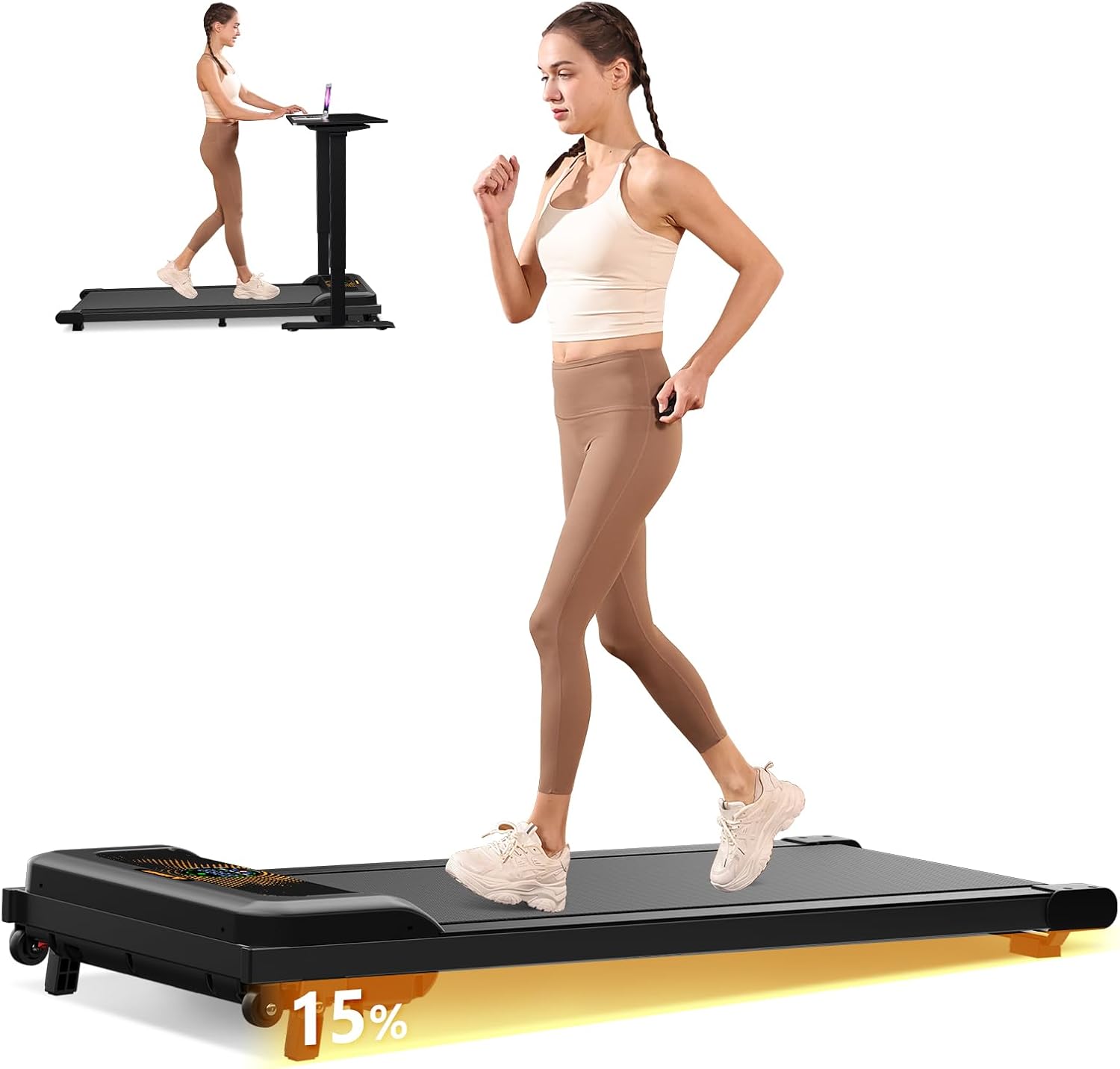 Portable Quiet Under Desk Treadmill for Home Office - AIRHOT