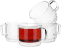 BTaT Stackable Insulated Coffee Mug Set of 4 - Clear 16oz Glass