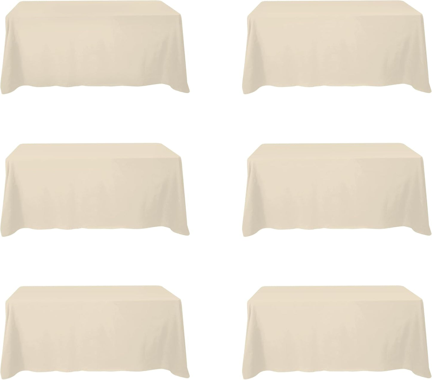 Premium 6 Pack Beige Tablecloths for 6 Foot Rectangle Tables