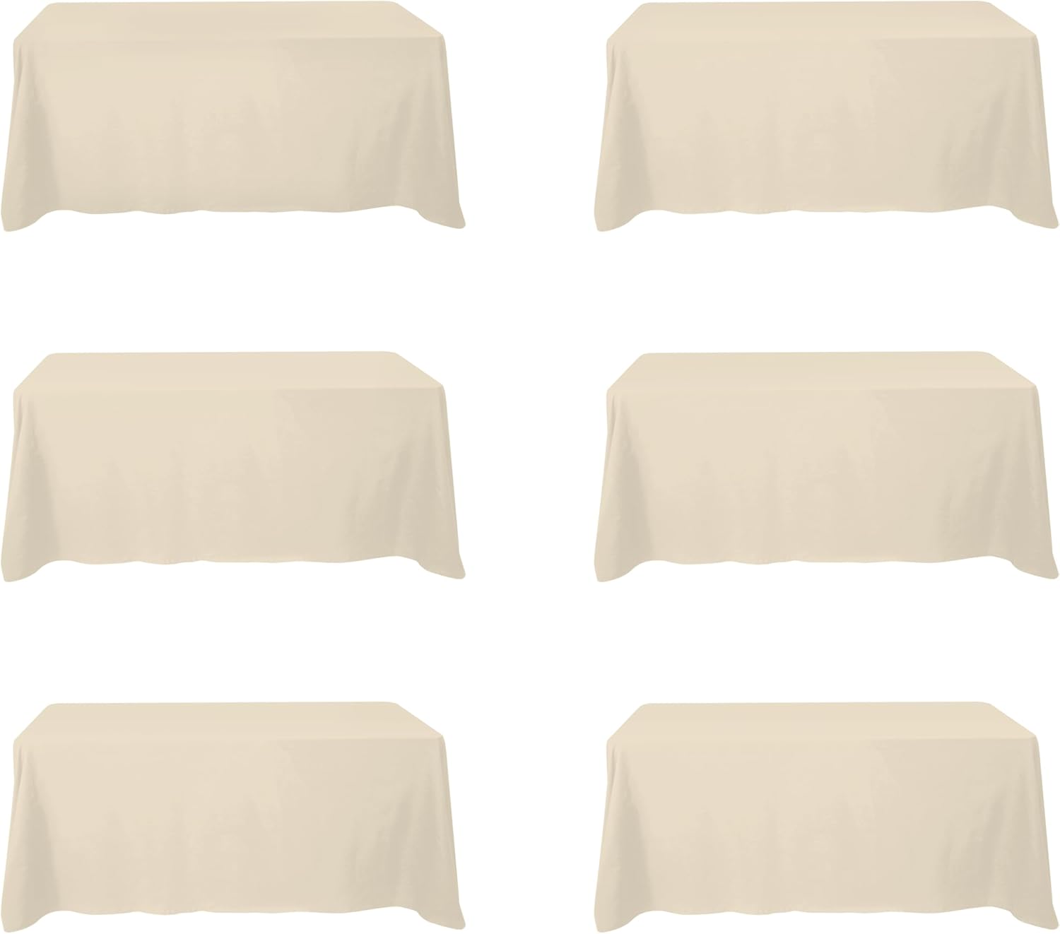 Premium 6 Pack Beige Tablecloths for 6 Foot Rectangle Tables