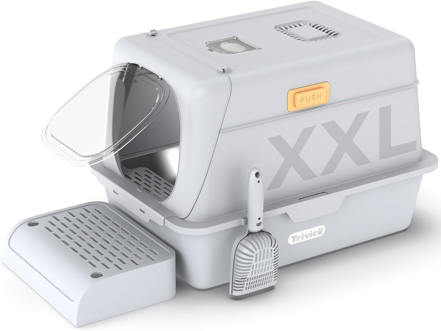 XX-Large Stainless Steel Cat Litter Box with Lid for Big Cats