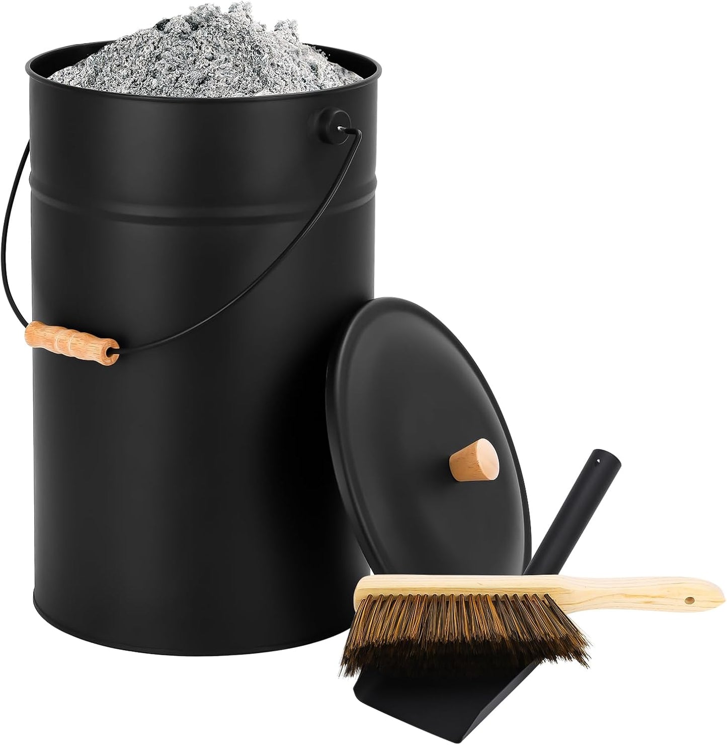 5.15 Gallon Ash Bucket with Lid and Tools for Fireplace Use