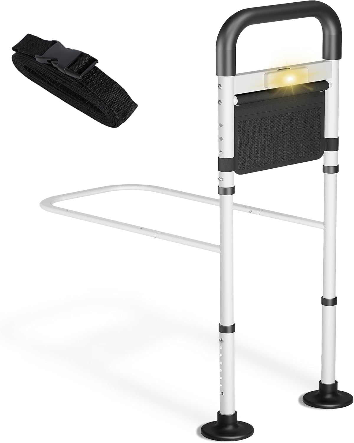 Bed Rails for Elderly Adults Safety with LED Light & Storage