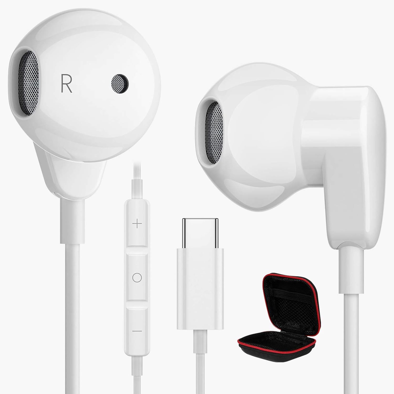 ACAGET USB C Earphones - Noise Canceling Mic, Galaxy & iPhone Compatible