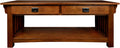 Solid Wood Mission Coffee Table, Two Drawers, Medium Oak
