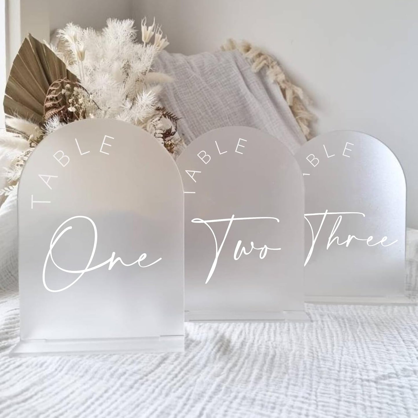 Frosted Arch Wedding Table Numbers 1-20 with Stands for Events