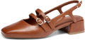 Coutgo Womens Mary Jane Chunky Low Heels Slingback Pumps - Vintage