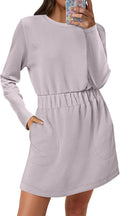 ANRABESS Womens Long Sleeve Mini T Shirt Dress - Elastic Waist Travel