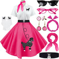 Sock Hop Outfits Women 1950s Poodle Dresses Set - Complete 10Pc Sets
