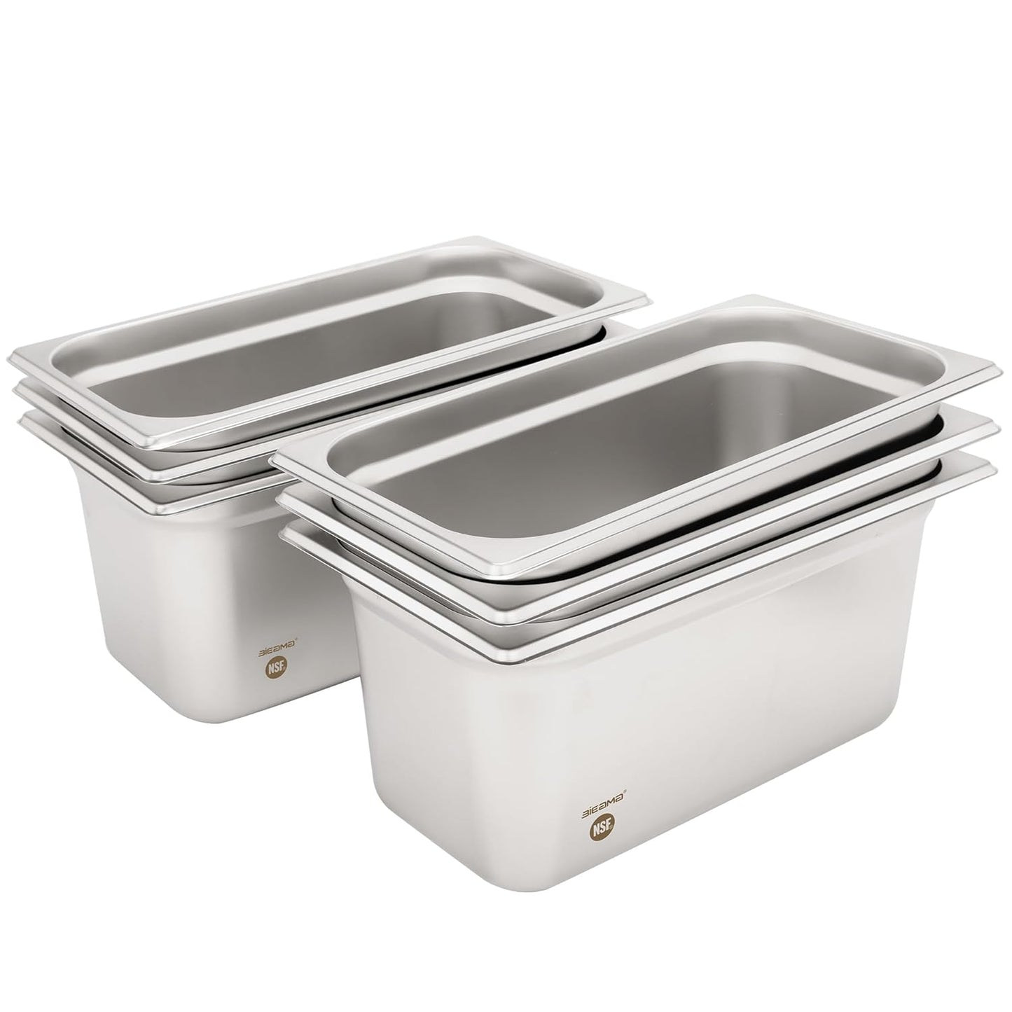 6 Pack Hotel Pans - 1/3 Size 6in Deep Stainless Steel Pans