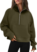 AUTOMET Womens Cropped Half Zip Sweatshirt - Cozy Fall Staple