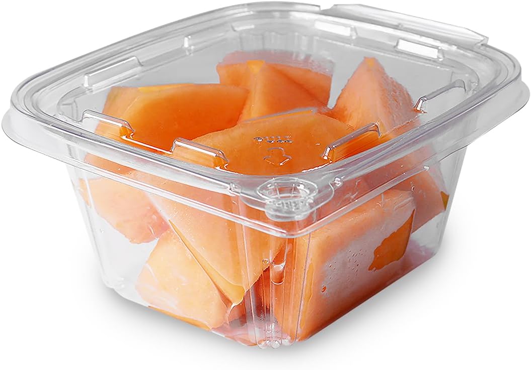 16oz Clear Hinged Lid Tamper Evident Container for Food Storage