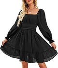 ZAFUL Women's Square Neck Off Shoulder Ruffle Mini Dress Review