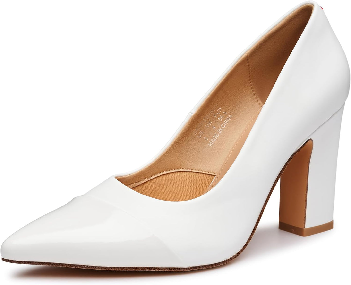Trary Heels for Women Closed Pointed Toe Chunky Pumps Shoes
