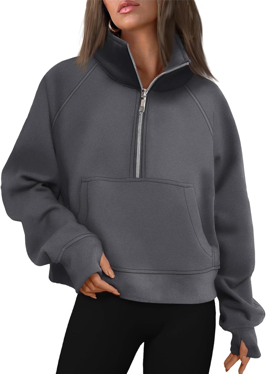 AUTOMET Womens Half Zip Cropped Pullover for Fall Fashion