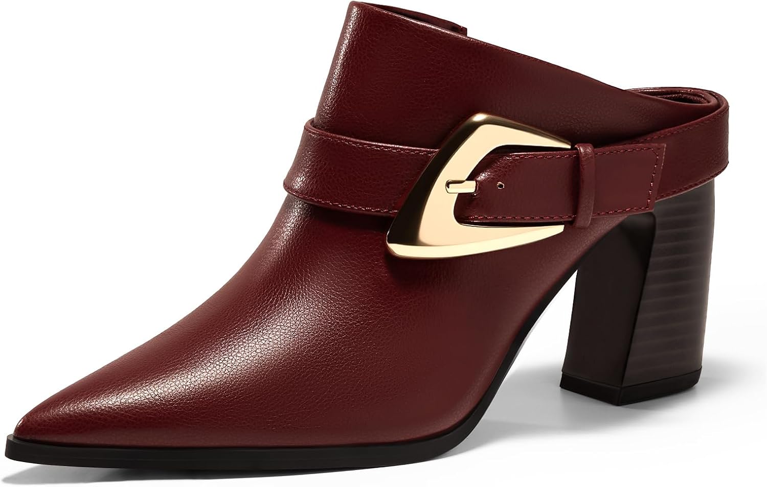Coutgo Womens Mules Boots with Chunky Stacked Heel Design