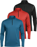 Men's Quarter Zip Active Shirts 3-Pack - Lightweight Performance Shoes