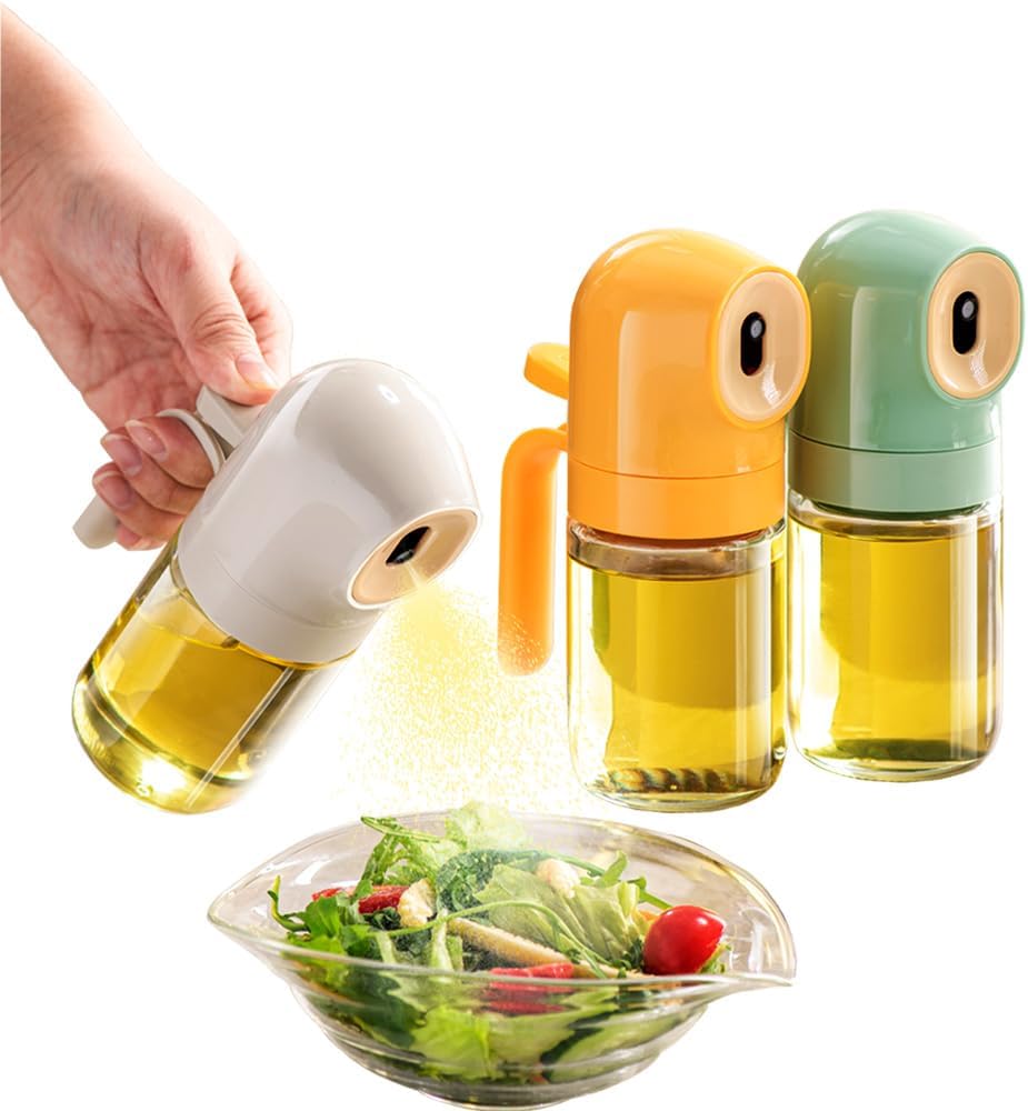 Leak-Proof Glass Oil Sprayer for Cooking - 6oz Refillable, Dishwasher Safe, Green - JANSSE