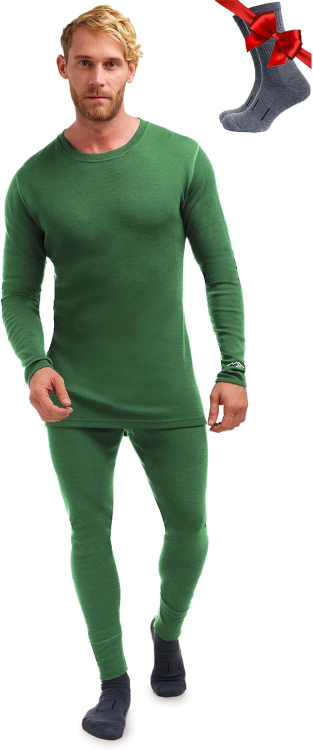 Merino Wool Base Layer Mens Set - Heavyweight & Midweight Options