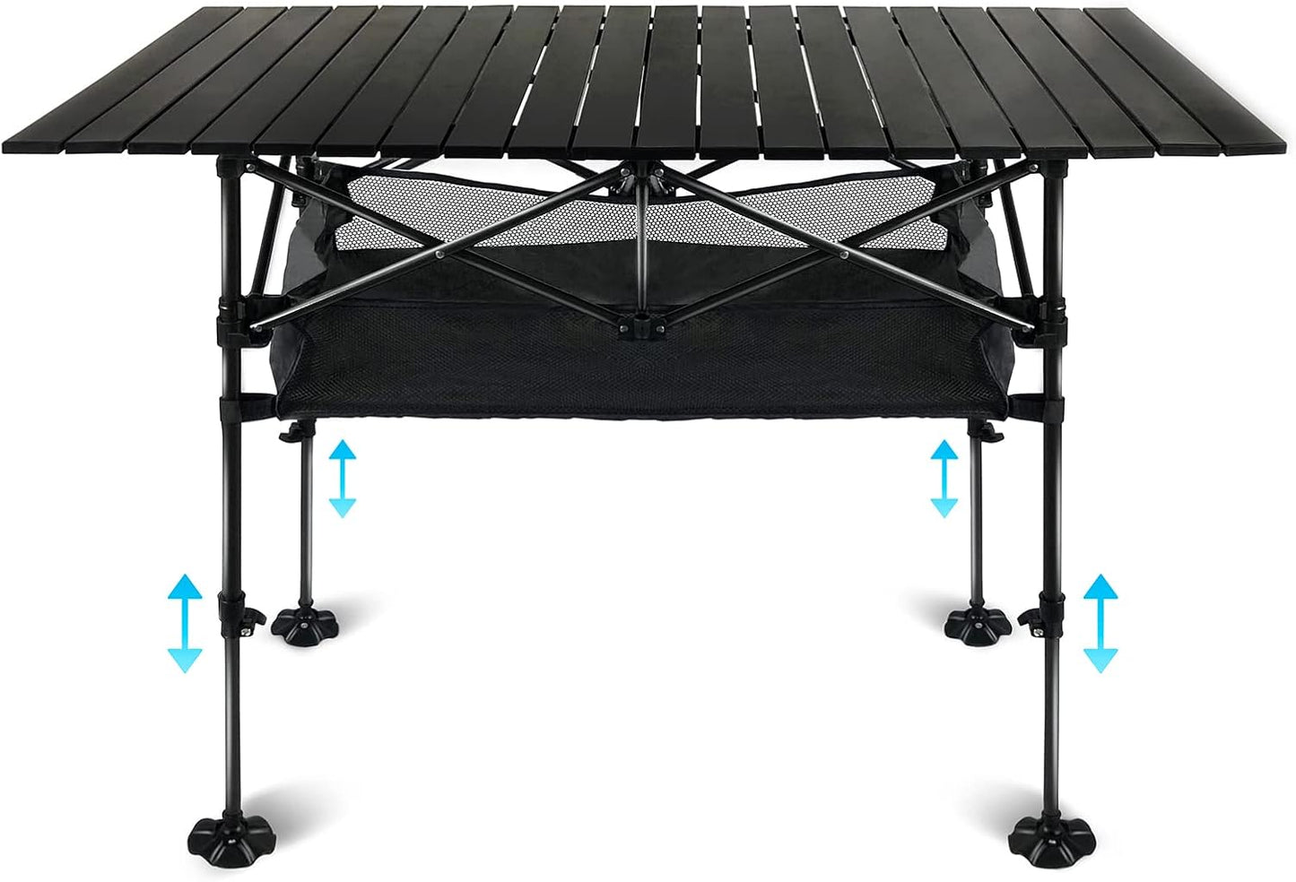 Adjustable Height Aluminum Camping Table with Storage Organizer