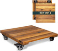 Idzo 2-Pack 14 Inch Wood Plant Caddy with Wheels for Heavy Pots