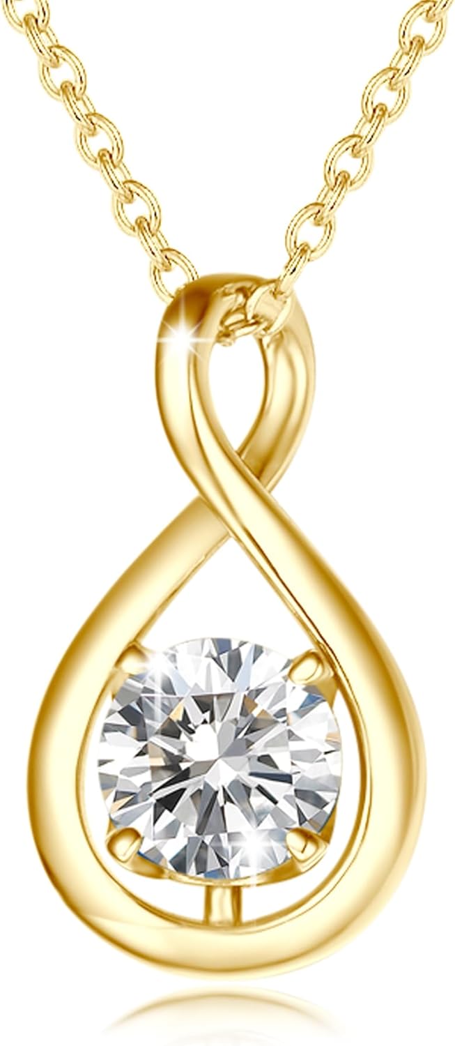 FANCIME Birthstone Necklaces for Women - Dainty Infinity Pendant