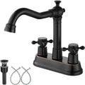 4 in Centerset Bathroom Sink Faucet Vintage 2 Cross Handles - Oil