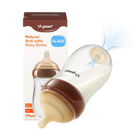 Thyseed Glass Anti-Colic Baby Bottles for Newborns, 8oz