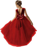 Elegant Flower Girls Dress for Wedding with Bow-Knot Design