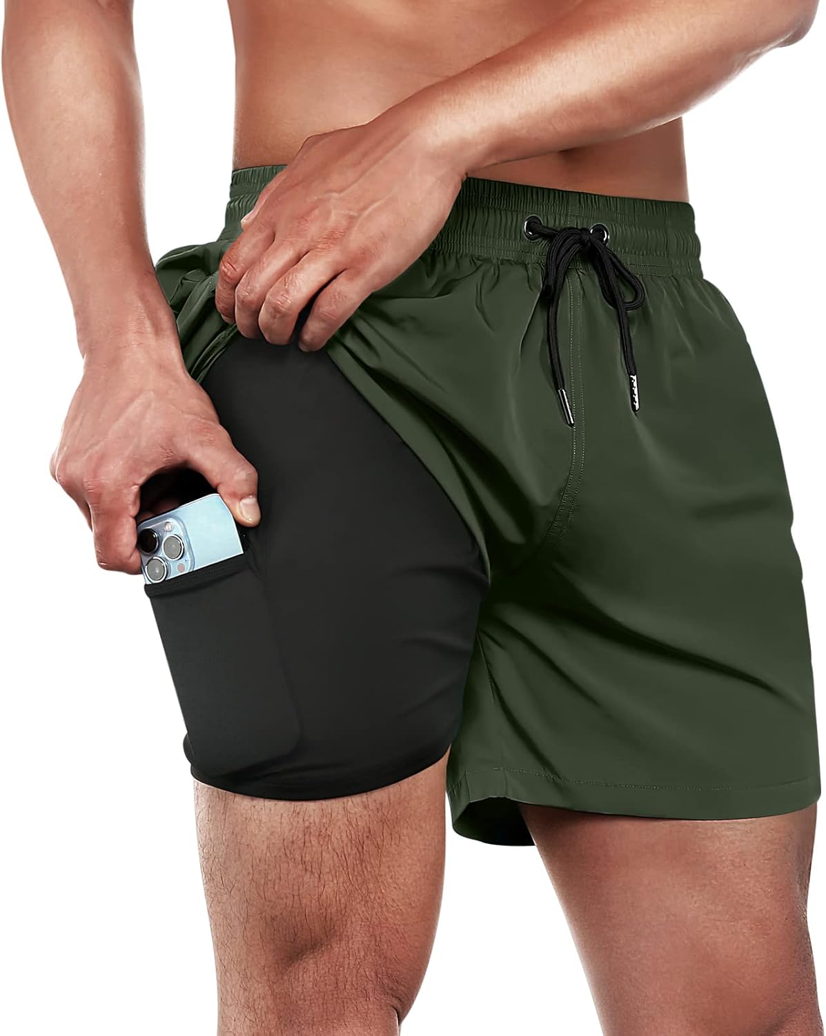 BRISIRA Mens Swim Trunks Quick Dry 5 inch Inseam Beach Shorts