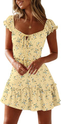 Womens Summer Ruffle Sleeve Sweetheart Neckline Mini Dress