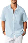 Linen Shirts for Men Casual Short Sleeve Button Down - Breathable Fit