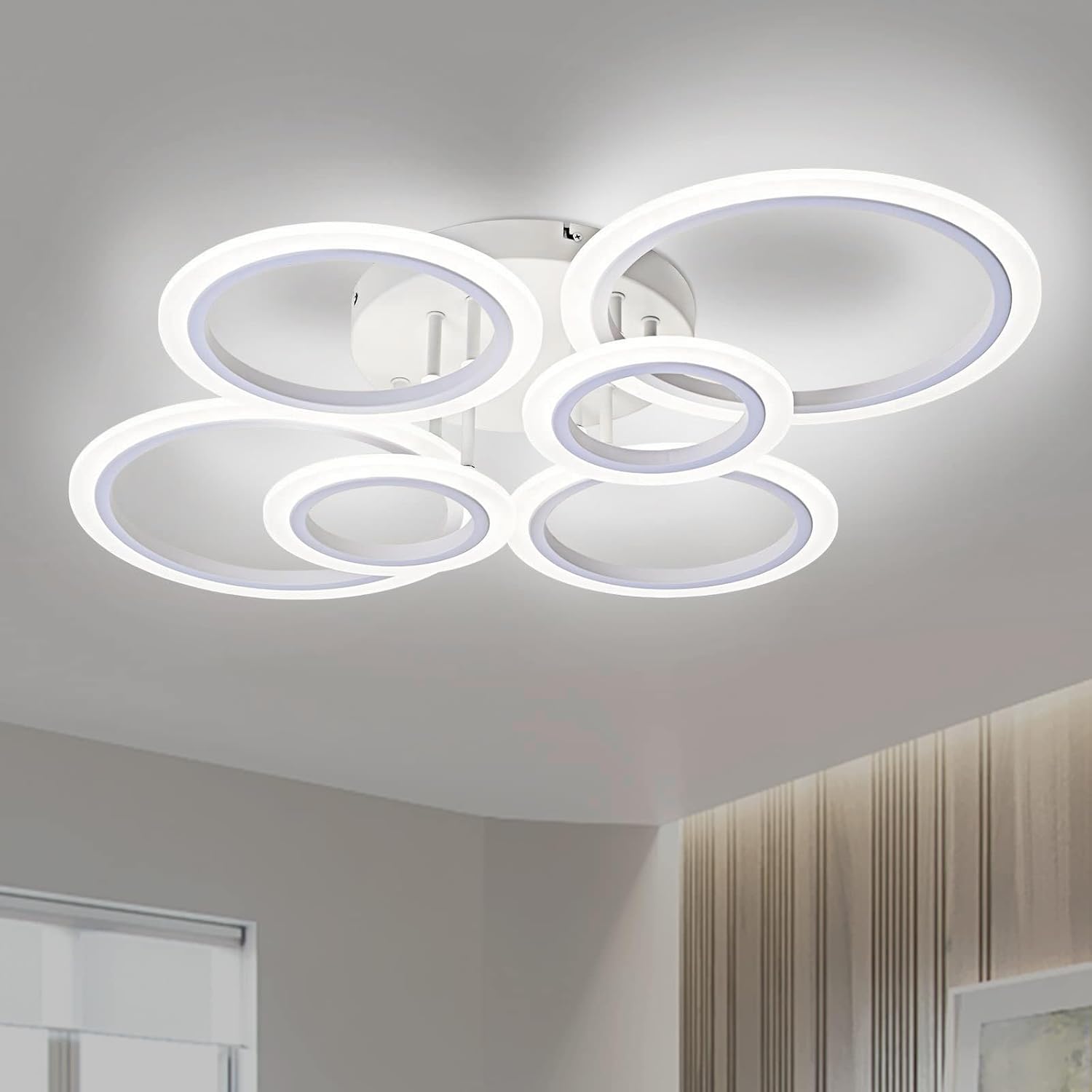 Modern LED Ceiling Light with 6 Rings for Elegant Spaces