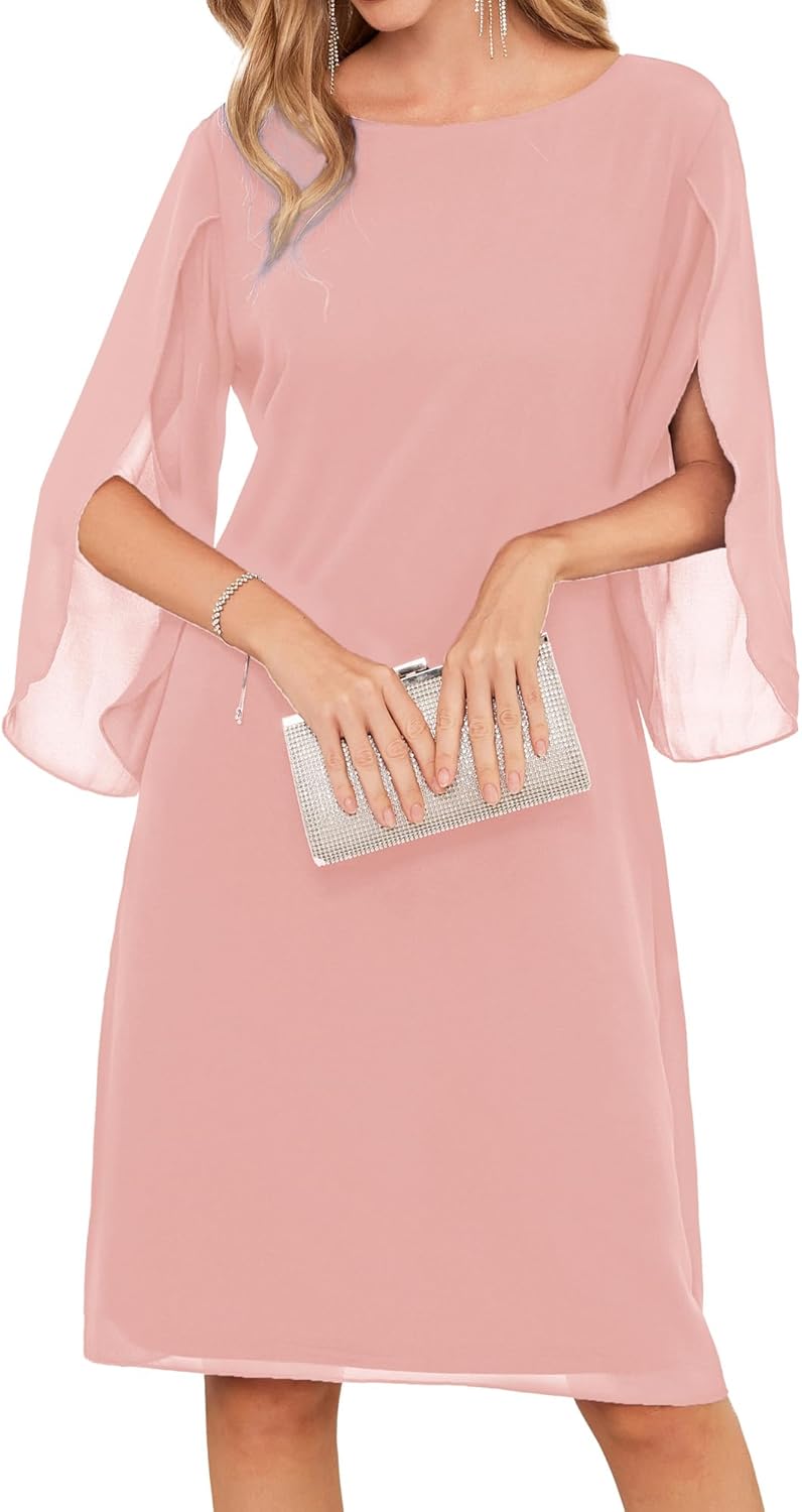 Chiffon Dresses for Women - Flutter Sleeve Party Wedding Dress