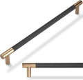 10 in Black and Champagne Copper Cabinet Handles - Knurled Metal Pulls