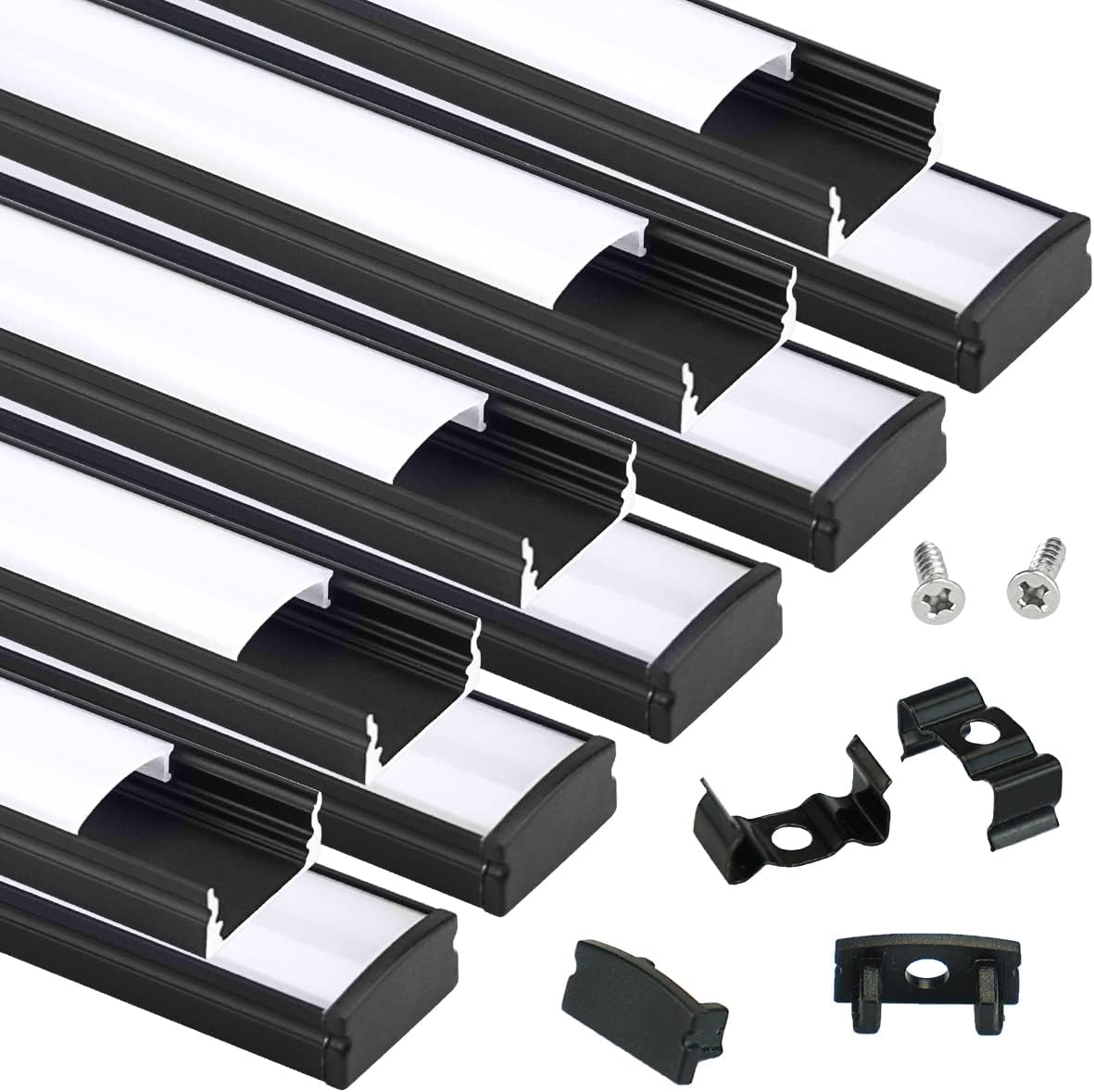 Muzata 10Pack 6.6FT LED Channel with Milky White Cover for Lighting