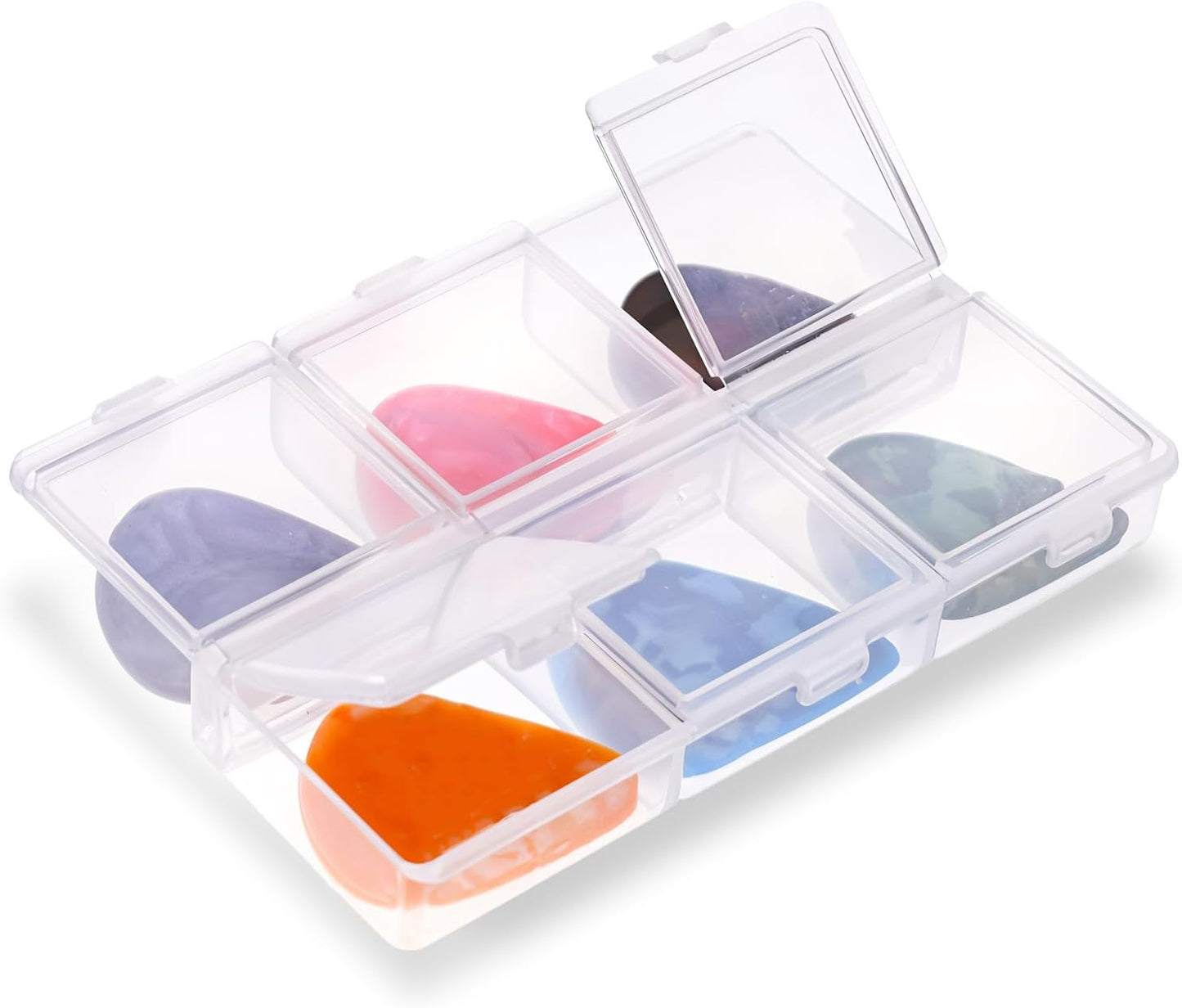 Clear 6-Grid Guitar Pick Case - Organize Picks Easily!