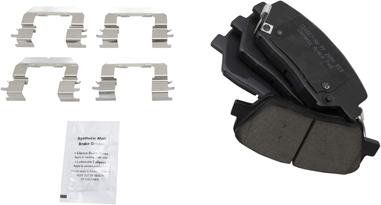 TRQ Front Brake Pads Ceramic Hardware for Hyundai & Kia