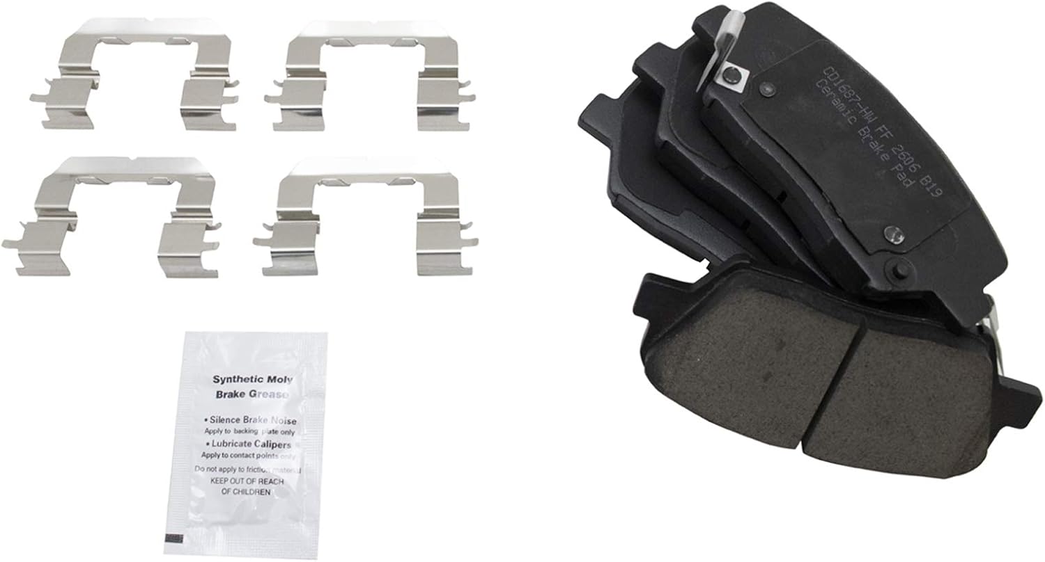 TRQ Front Brake Pads Ceramic Hardware for Hyundai & Kia