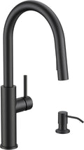 Kitchen Faucet with Soap Dispenser - Modern Matte Black High Arc