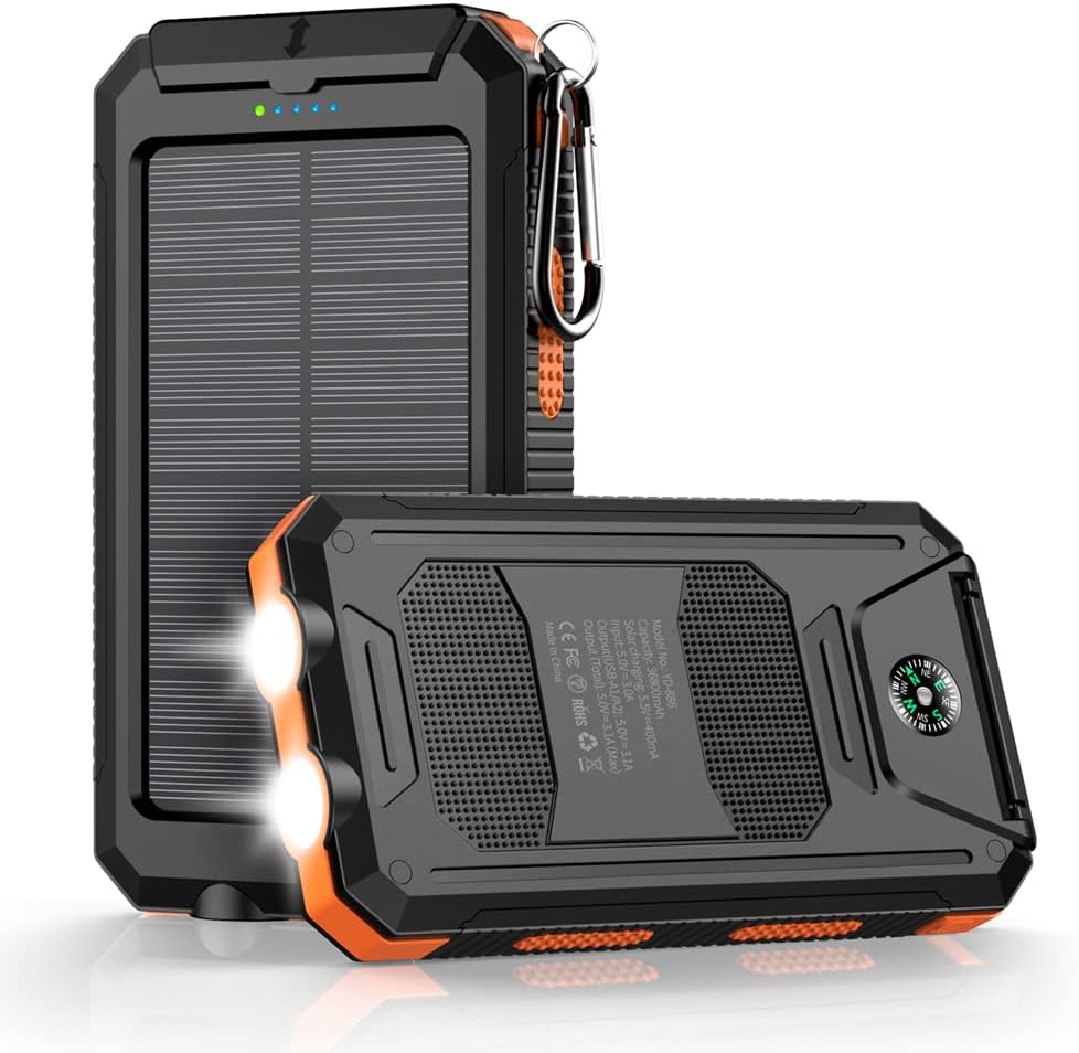 36800mAh Solar Power Bank - Fast Charging & Waterproof