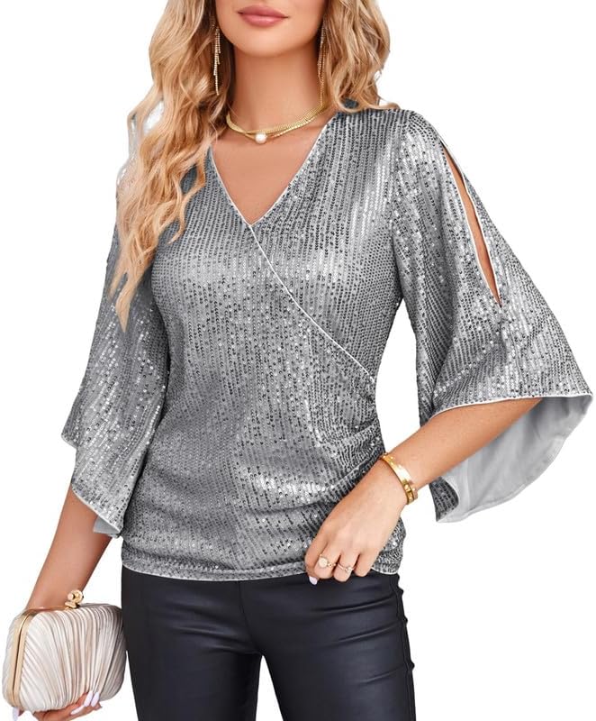 GRACE KARIN Womens Sequin Tops for Sparkly Party Looks