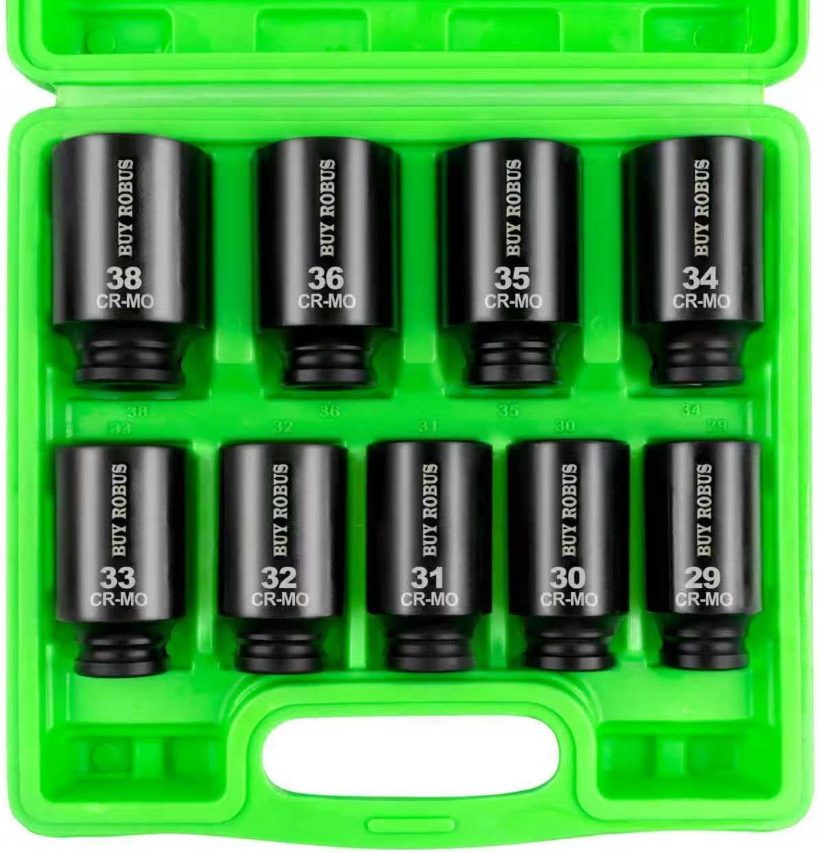 1/2 Drive Impact Socket Set - 9-Piece Metric Deep Axle Nut Set