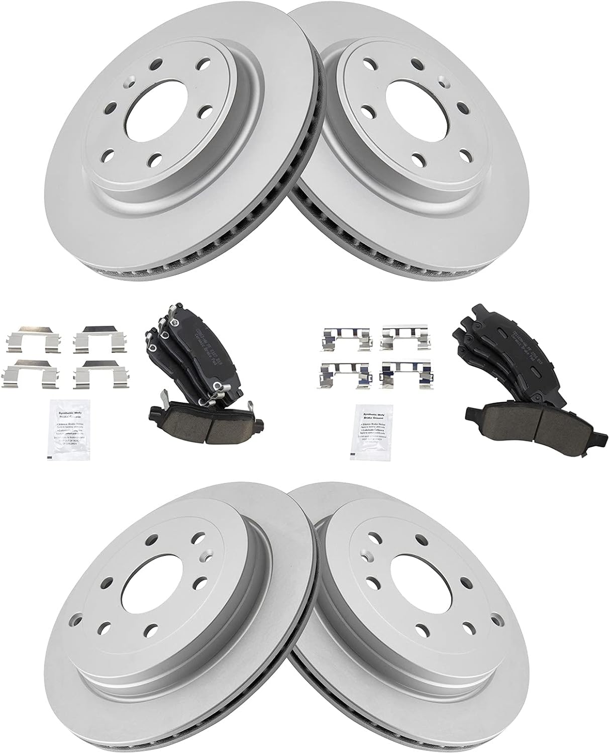 TRQ Front & Rear Ceramic Disc Brake Pads & Rotor Kit for GM SUVs