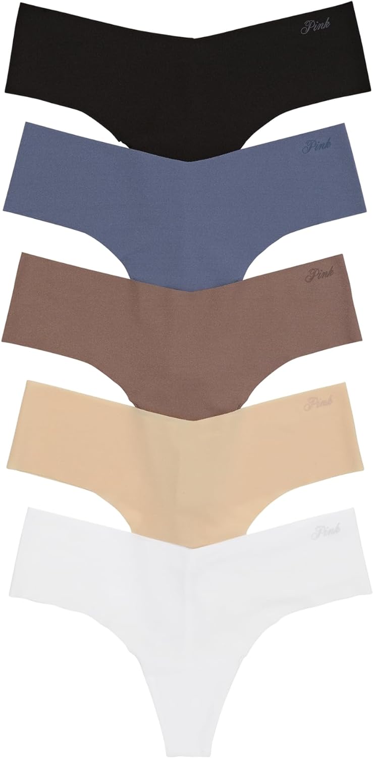 No Show Thong Underwear for Women - 5 Pack Comfort Fit