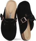 Suede Clogs for Women and Men - Adjustable Buckle Cork Mules