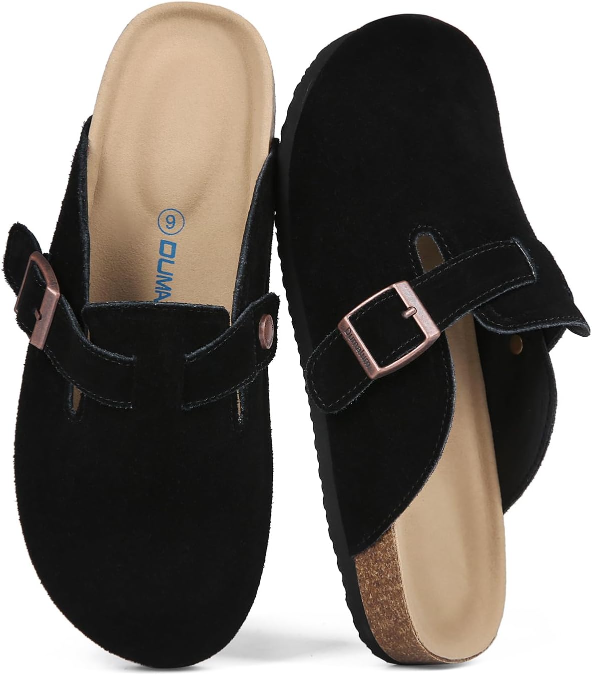 Dumalum Suede Clogs for Women and Men - Adjustable Buckle Mules