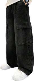 Verdusa Boys Baggy Vintage Straight Leg Cargo Jeans - Durable Comfort