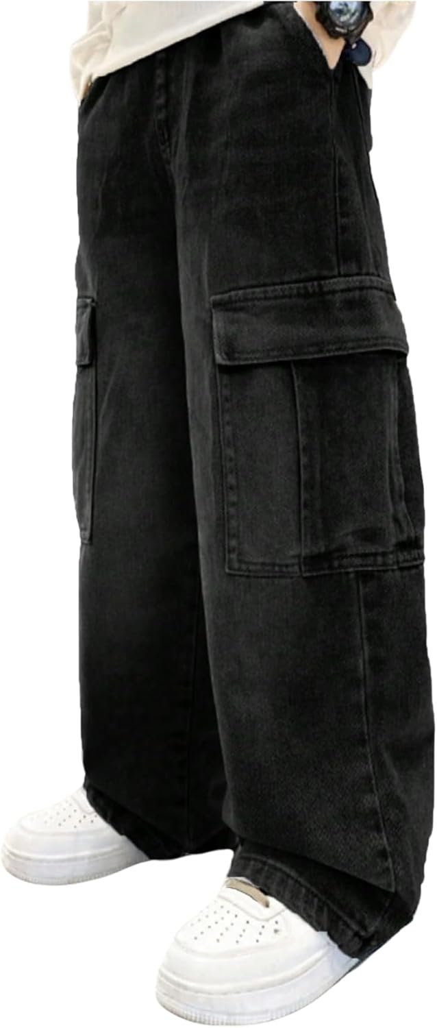 Verdusa Boys Jeans Baggy Vintage Straight Leg Denim Cargo Pants